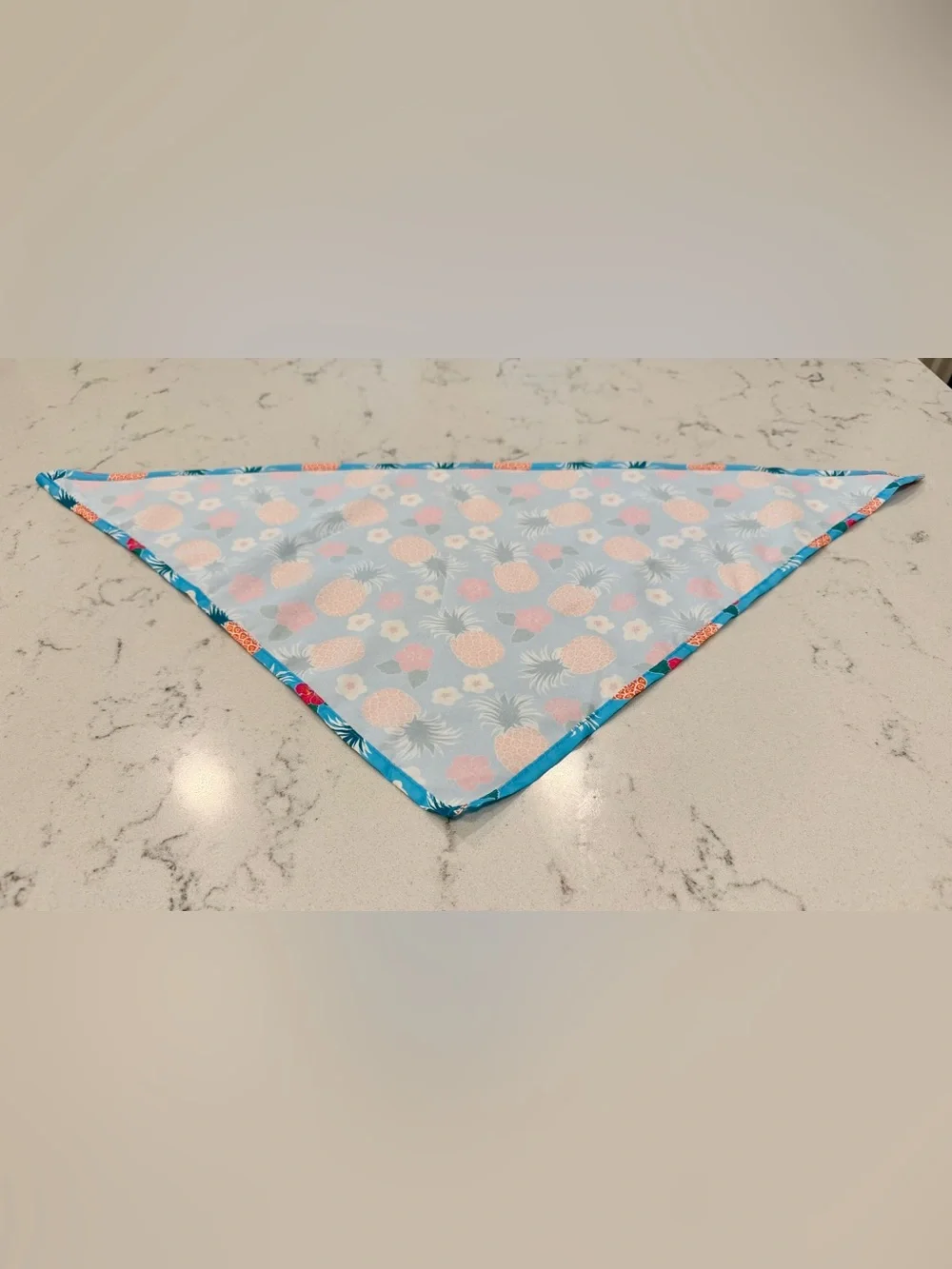 Set of 2 Tropical Print Dog Bandanas - flamingo and pineapple with hibiscus